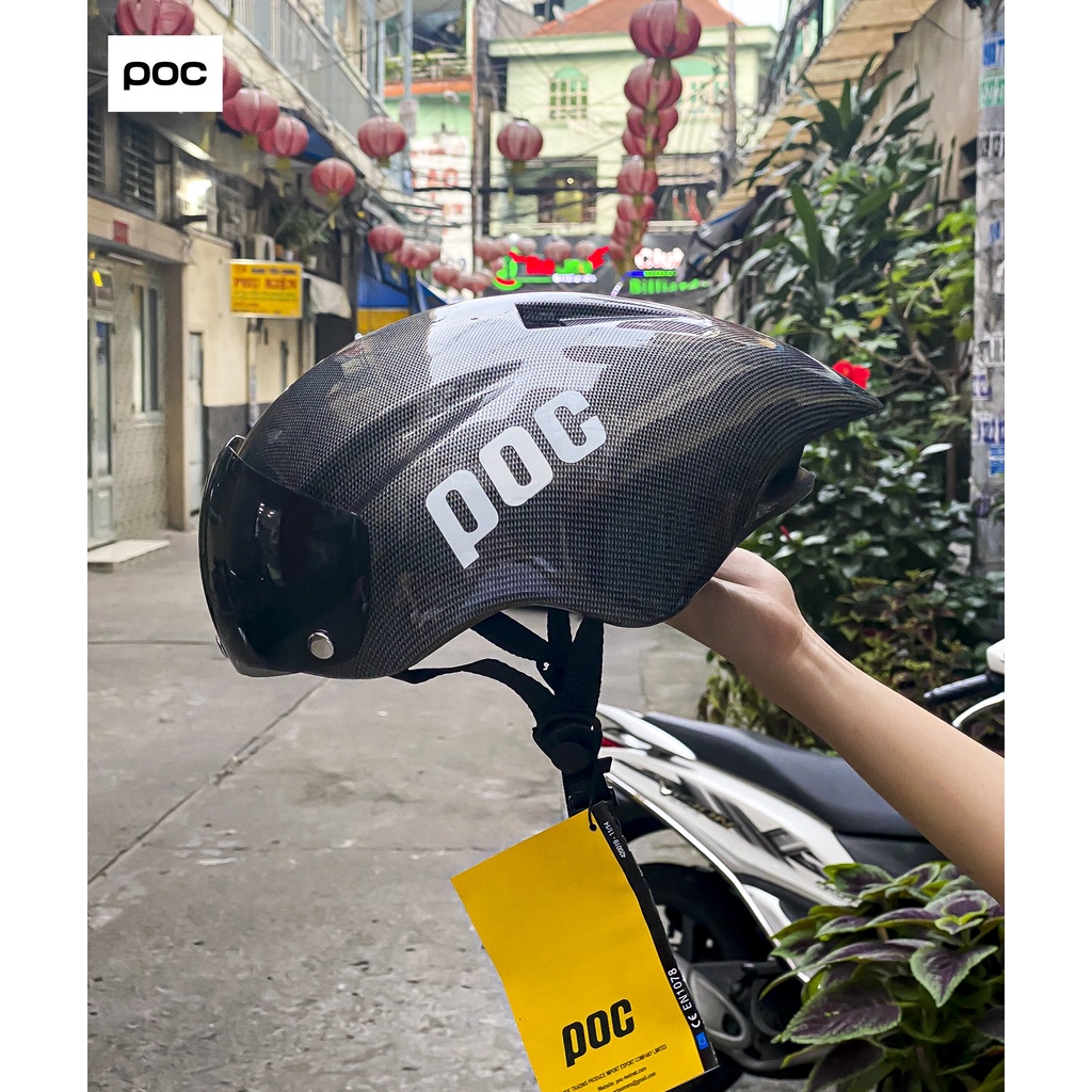Nón thể thao POC 01 Vân CACBON, siêu cá tính + tặng túi và hộp ( BH 12 THÁNG)