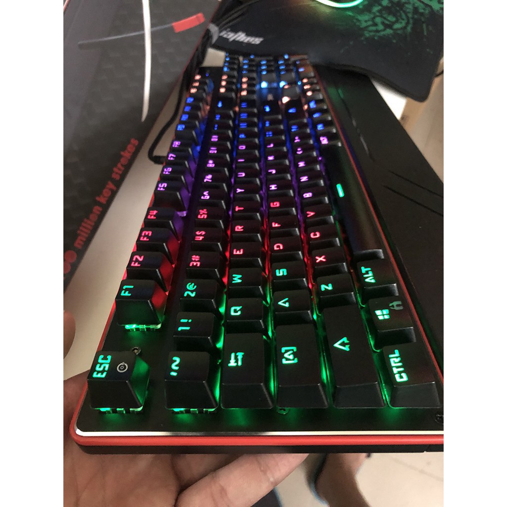 Bàn phím cơ Gaming E-DRA EK300 - Blue switch - Chống nước tuyệt đối - Có kê tay - Led 7 màu - BH 24 tháng