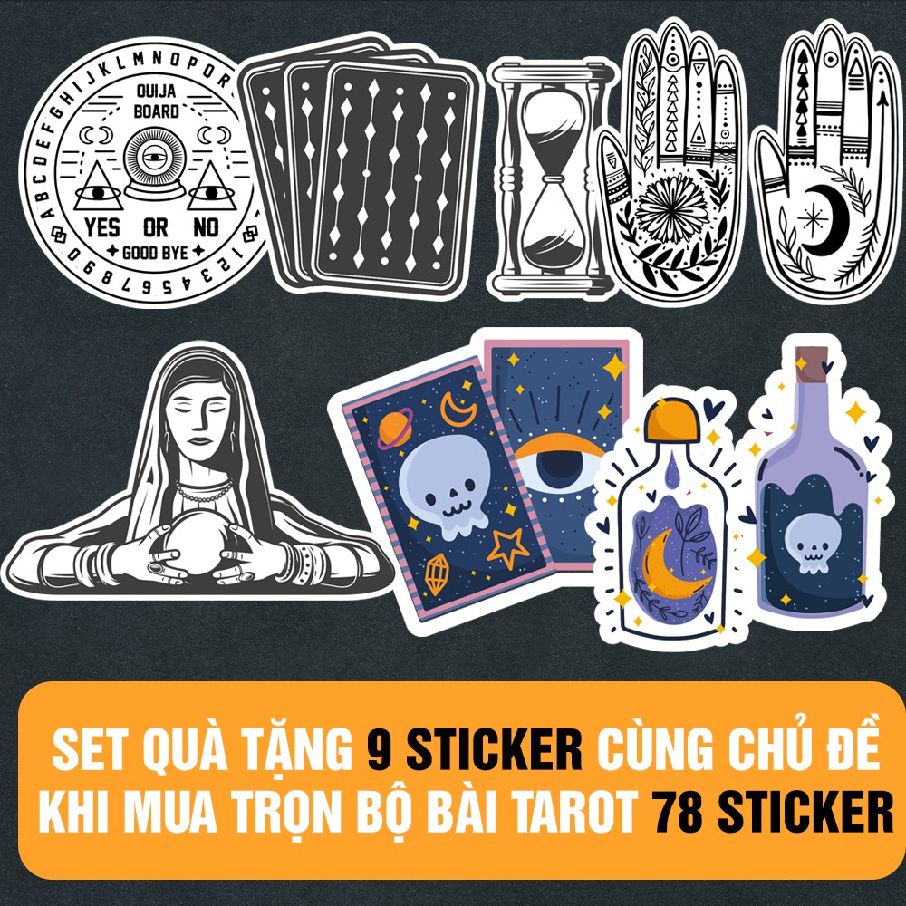 Sticker Bài Tarot Full bộ 78 lá 𝑭𝒓𝒆𝒆𝒔𝒉𝒊𝒑 hình dán decal chống nước, dán laptop, điện thoại, mũ bảo hiểm