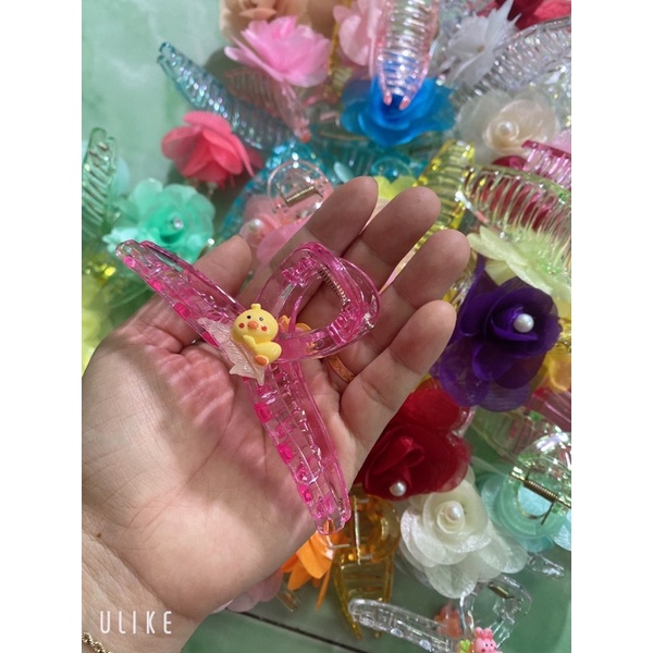 Kẹp Tóc - Cạp Tóc Trong Suốt Cỡ Lớn Đính Bông Dễ Thương