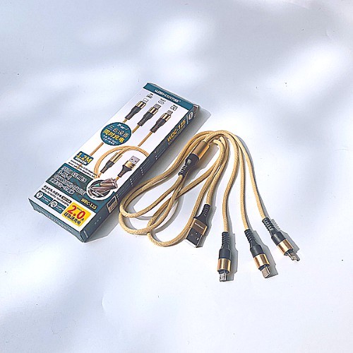 Dây Cáp Sạc Nhanh 3 Đầu WK WDC125 Cáp Sạc Dây Dù Cho Samsung Oppo Xiaomi - Sạc 3 Đầu Dây Dù