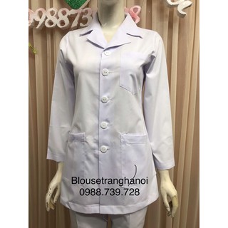 Áo blouse dài tay điều dưỡng, y tá, dược sĩ - Blouse trắng hà nội