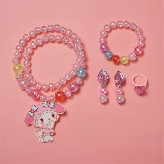 Bộ 5 món đồ trang sức vòng cổ nhẫn bông tai công chúa Elsa cho bé gái