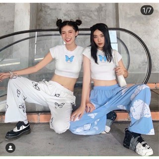 Áo thun lụa croptop un bướm trendy suêu xinh