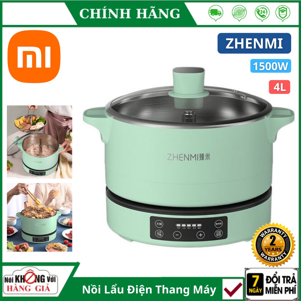 Nồi lẩu thang máy , Nồi lẩu điện đa năng Xiaomi Zhenmi Dung tích 4L , công suất 1500W dễ dàng vệ sinh chính hãng