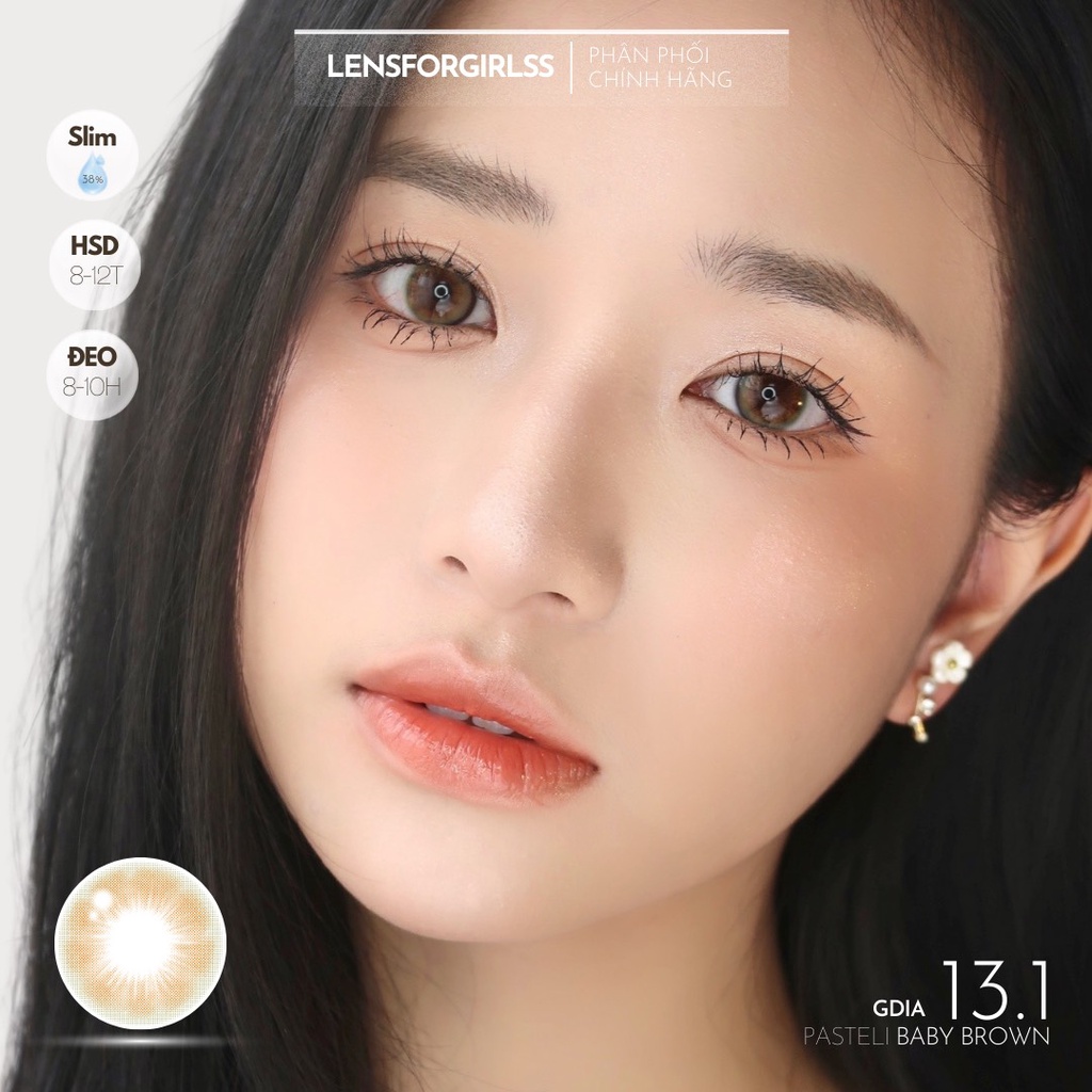 Kính áp tròng màu pastel PASTELI BABY BROWN chính hãng ISHA KOREA | Hsd 8-12 tháng | Lens cận