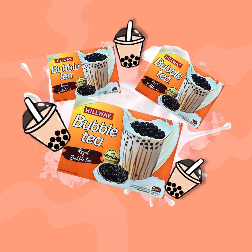 Hộp Trà Sữa HillWay Kèm Trân Châu Tươi Mát Vị Truyền Thống Và Vị Dâu, Hộp 260gram [5gói x 22g] | BigBuy360 - bigbuy360.vn