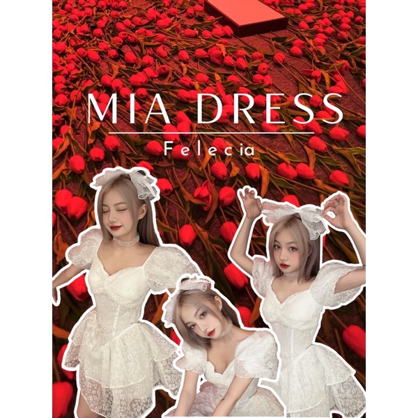 Váy tơ trắng xoè tầng hoạ tiết (MIA DRESS)
