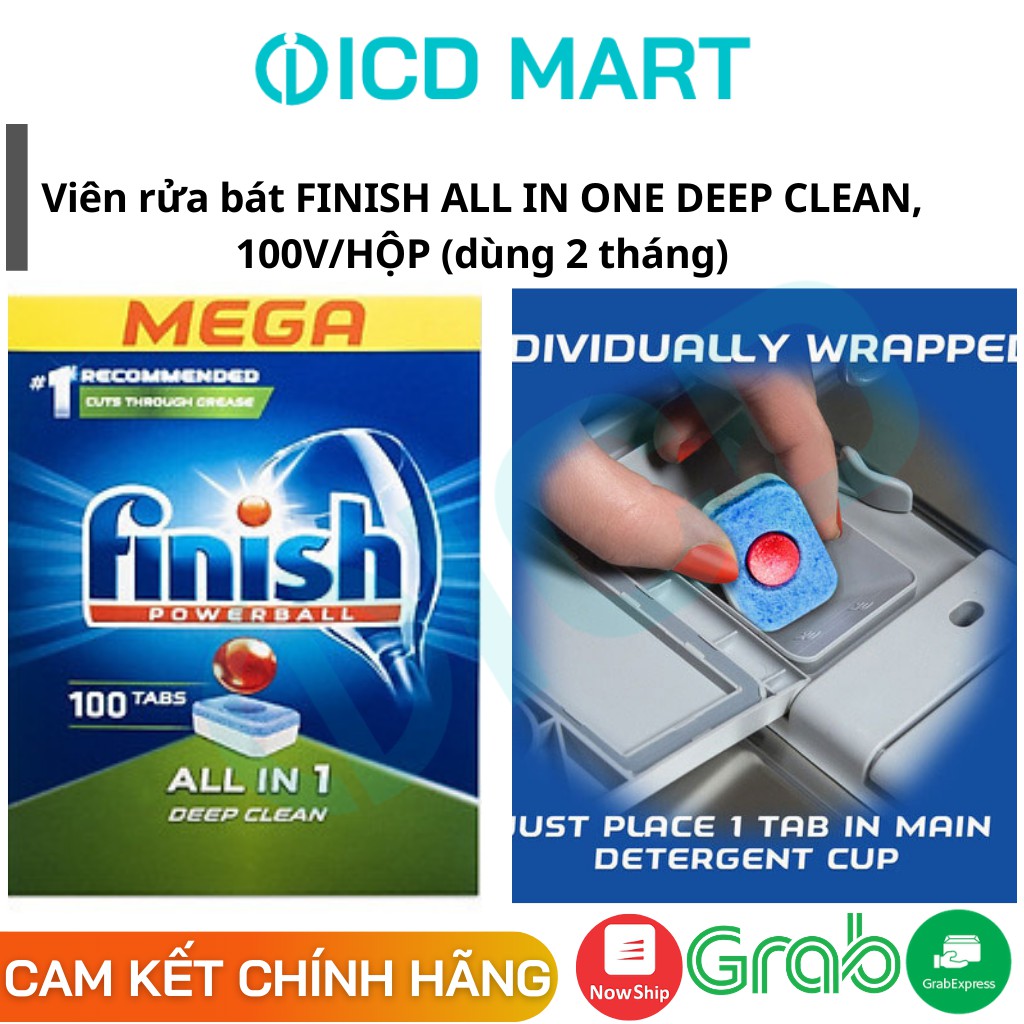 [FINISH NHẬP EU] Viên rửa bát Finish All in 1 Loại 100 viên ( Hàng đủ giấy tờ kiểm định )