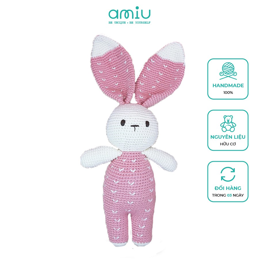 Gấu bông móc len Amigurumi cao cấp Amiu Việt Nam - Thỏ Thêu, quà tặng đồ chơi nhồi bông cho bé - SP000052