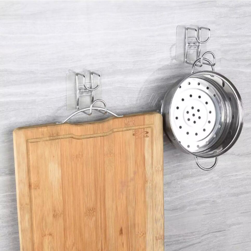 Móc Dán Tường Inox Treo Thau Chậu Nhà Tắm Treo Đồ Dùng Nhà Bếp