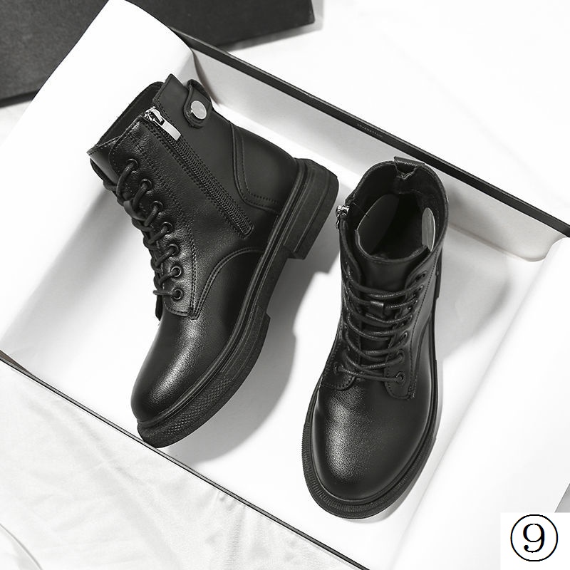 Giày Bốt Martin Lót Lông Cừu Dày Dặn Màu Đen Phong Cách Anh Quốc Thời Trang Thu Đông 2022 Cho Nữ