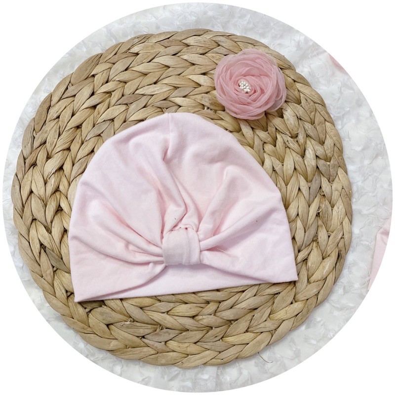 mũ turban bé gái - hồng baby( 4-8kg/ 6-12kg)
