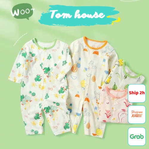 Bộ Body Dài Tay Mỏng Mát Cho Bé Trai, Bé Gái Nằm Điều Hoà, Chống Muỗi Đốt Mùa Hè 01BDD