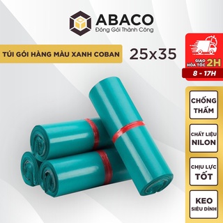 Túi gói hàng niêm phong 25X35 ABACO màu xanh lẻ 5 túi bền đẹp không mùi, có mép dán sẵn