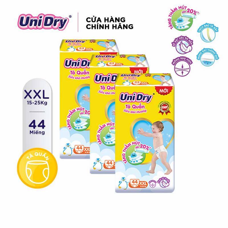 Combo 3 Tã Quần UniDry siêu khô thoáng gói Jumbo M60/L54/XL48/XXL44