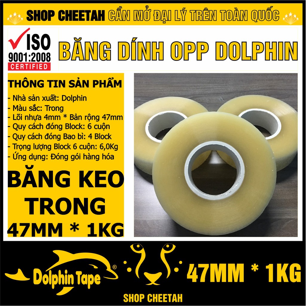 Băng dính trong OPP 1kg/cuộn - Màu trong lõi nhựa mỏng 4mm – Siêu dai và dính –  Chuyên dùng cho đóng gói hàng hóa