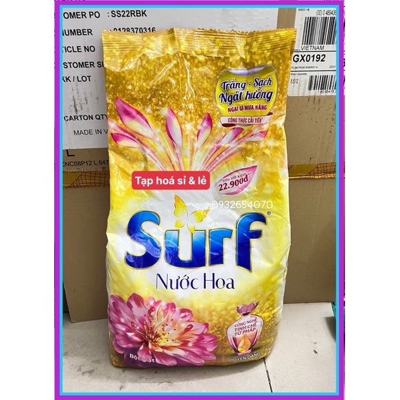 Bột giặt Surf 5,5kg vàng hương nước hoa duyên dáng vàng/ hồng nước xả vải 5.5kg