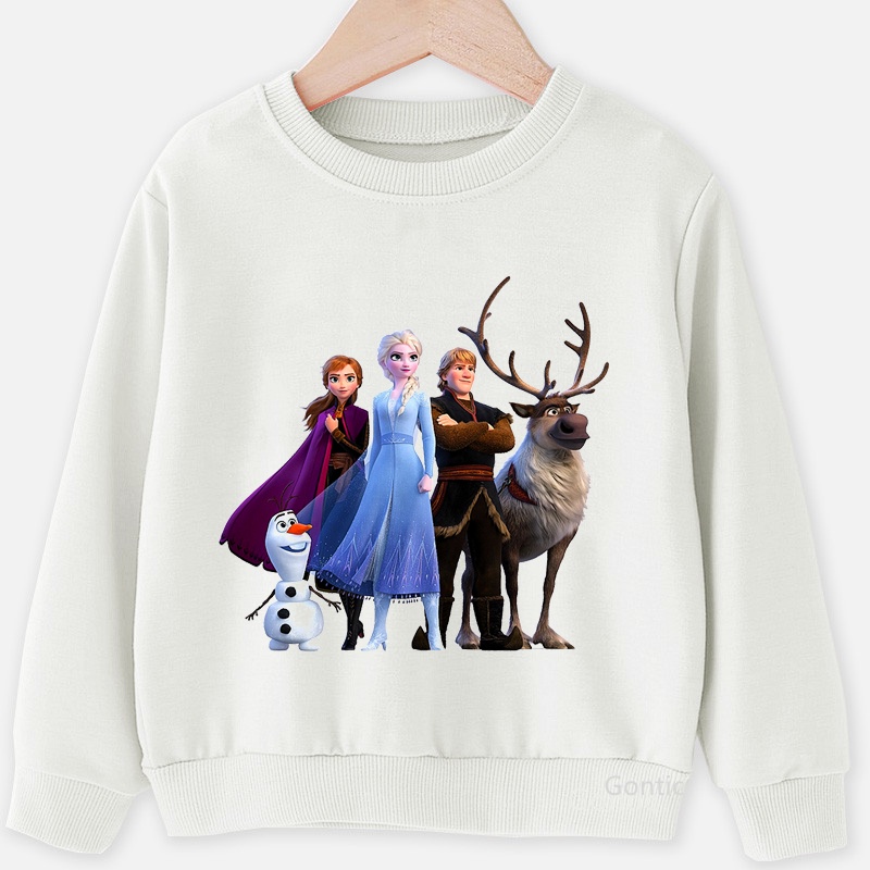 Áo Hoodie Tay Dài In Hình Công Chúa Elsa Anna Thời Trang Mùa Đông Cho Bé Gái