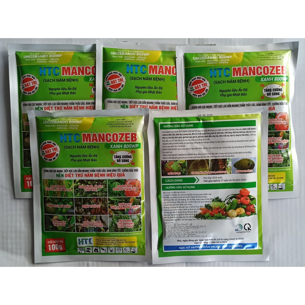Sạch nấm bệnh HTC MANCOZEB XANH 800WP - Gói 100g