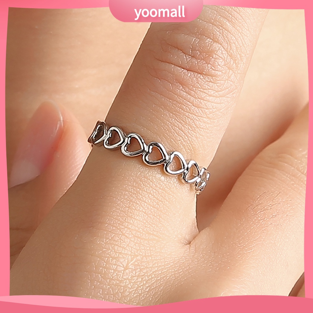 Yomall♡ Nhẫn Cưới Hình Trái Tim Bằng Đồng Trang Nhã