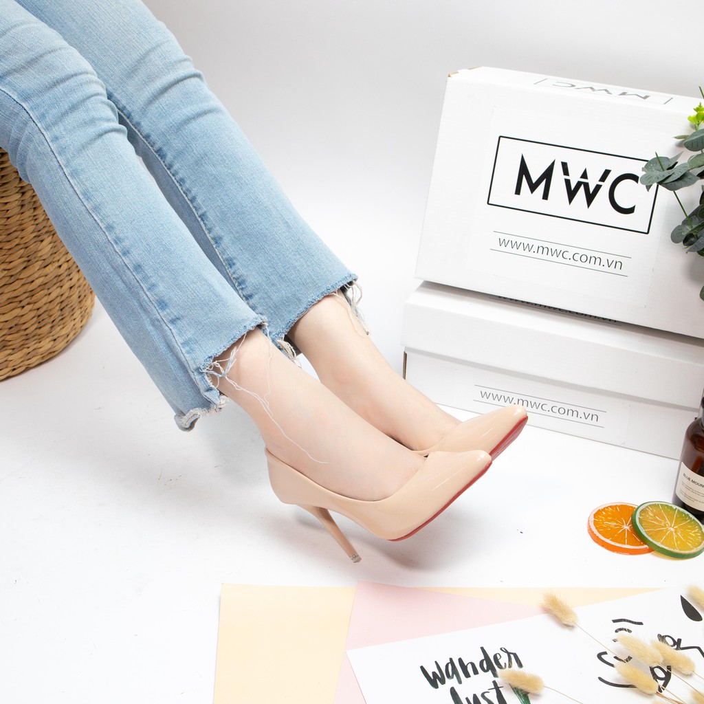 Giày Cao Gót MWC Đế Nhọn 7CM Bít Mũi Da Bóng NUCG-3807