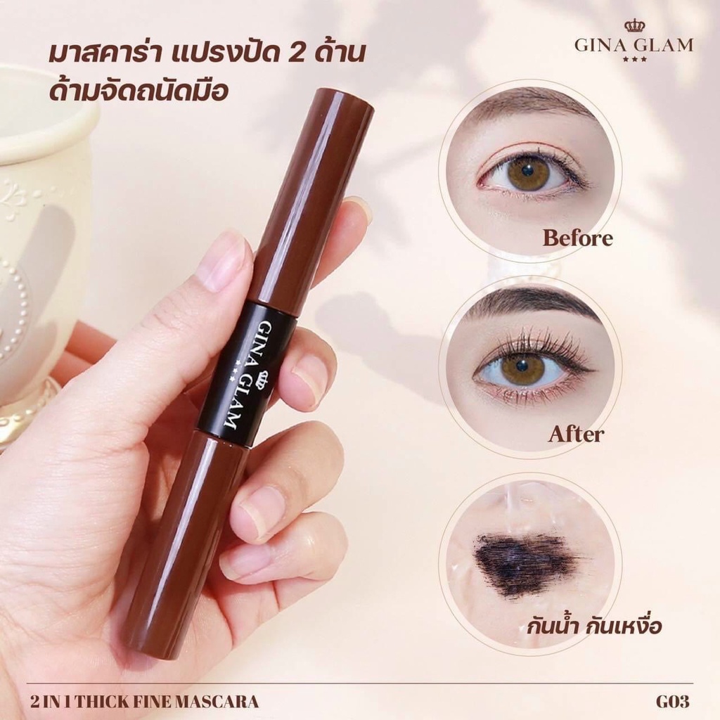 Mascara Dày & Dài MI 2 đầu Thái Lan Gina Glam 2in1