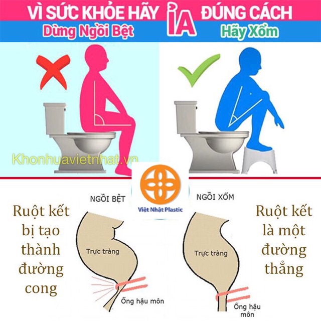 Ghế kê chân toilet, bồn cầu chống táo bón Việt Nhật, ghế kê chân đi vệ sinh cho bé siêu bền tiện dụng