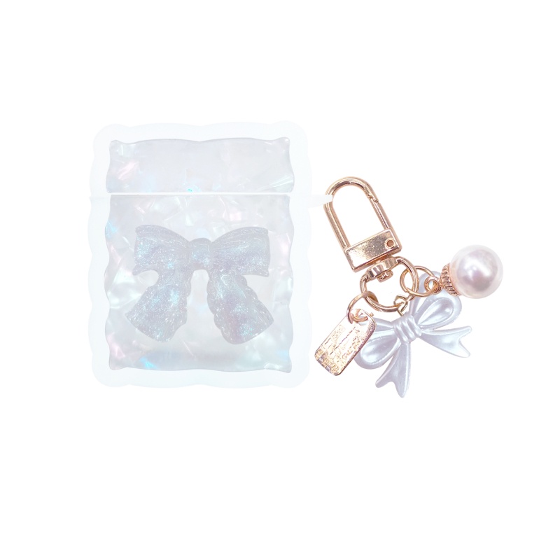 Vỏ Bảo Vệ Hộp Sạc Tai Nghe AirPods 1 2 3 Pro Đính Nơ Và Ngọc Trai Sang Trọng Thời Trang