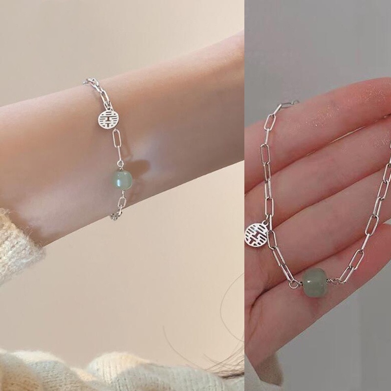 ✨✨Vòng Đeo Tay Bạc Phối Mặt Nhân Vật Trung Hoa May Mắn Đính Đá Thời Trang Cho Nữ