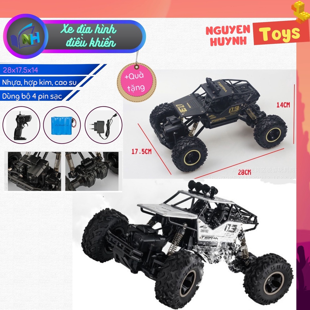 Xe điều khiển địa hình từ xa (2 màu) 2 cầu, chạy mạnh, dùng pin sạc, tay cầm kiểu mới - Đồ chơi trẻ em, xe điều khiển