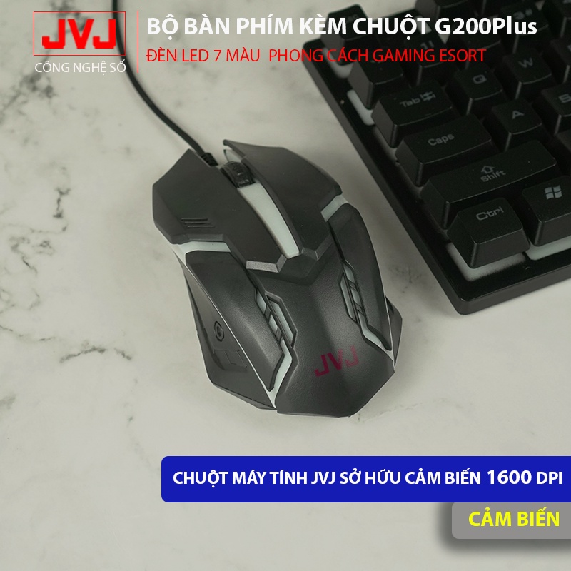 Bộ bàn phím máy tính kèm chuột JVJ G200Plus có dây, đèn LED RGB 7 màu – BH 12 tháng