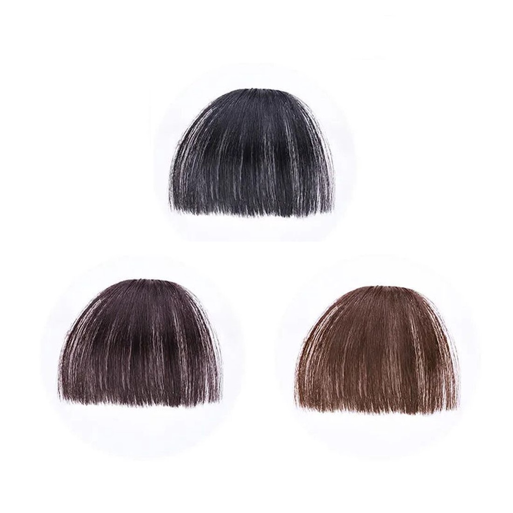 Tóc mái giả ngắn màu đen bằng sợi tổng hợp cách nhiệt thiết kế dễ thương thời trang cho nữ