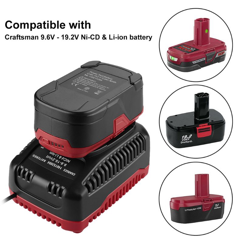 ROX 9.6V-19.2V 2A Smart Battery Charger Adapter for Craftsman Ni-CD/Li-ion Batteries