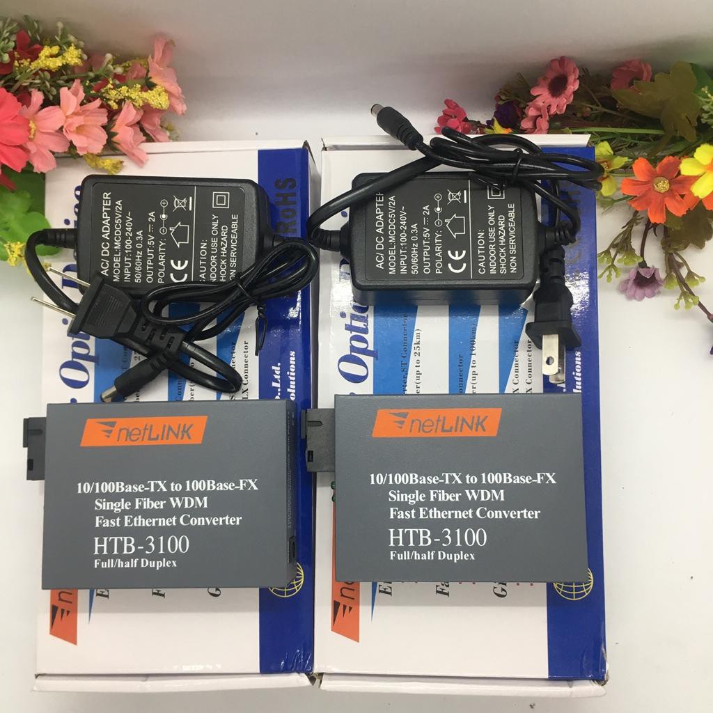 Bộ Converter quang 1 sợi Netlink HTB- 3100 AB-25km bảo hành 12 tháng !