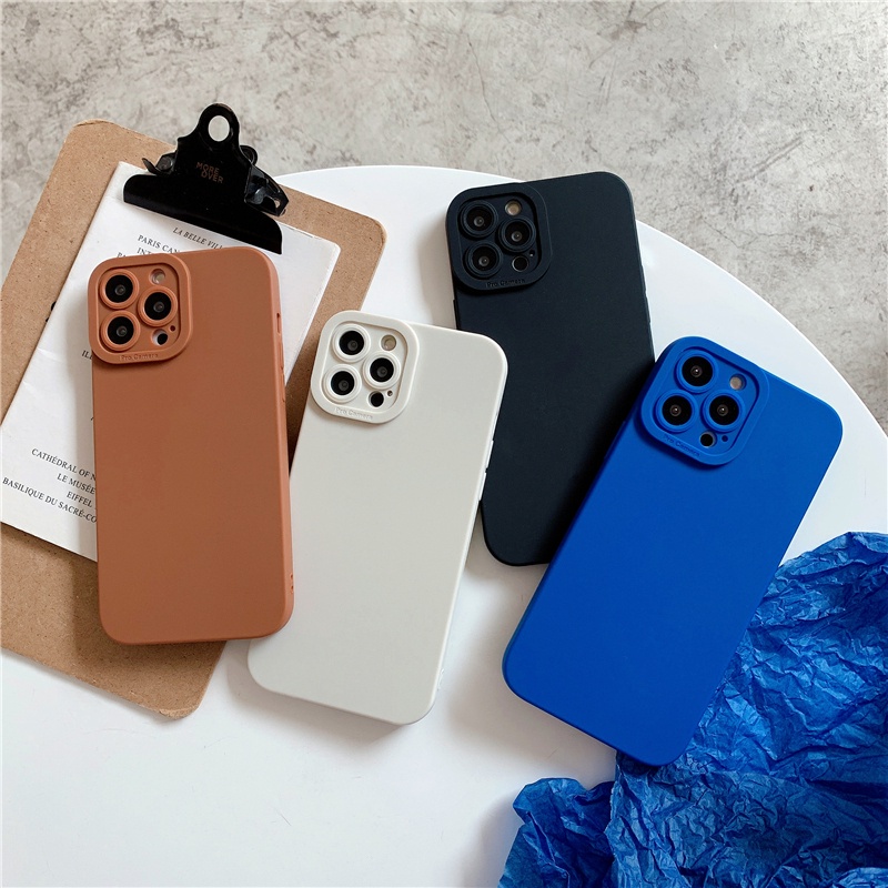 Ốp Điện Thoại Silicone Mềm Nhám Chống Sốc cạnh vuông lỗ camera  Cho Phone 13 Pro 12 Max 12 Mini