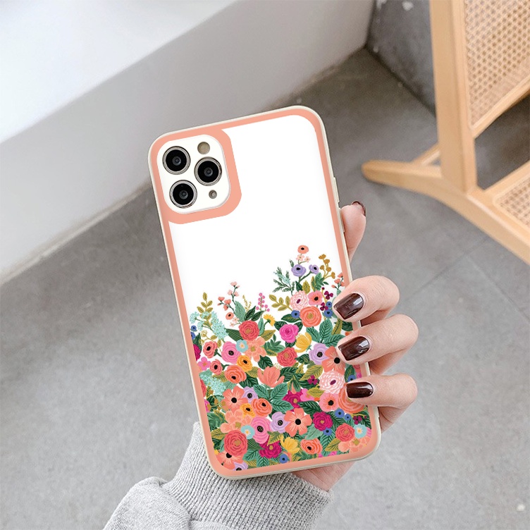 Ốp lưng iphone Hoa sắc màu viền vuông chống sốc iphone 6 7 8 plus x xsmax 11 12 13 pro max tr109