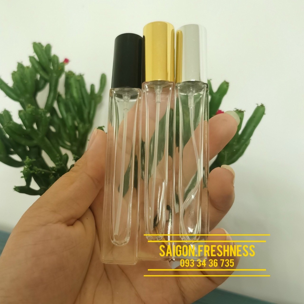 Chai lọ chiết nước hoa 10ml vuông dài, tròn dài, vỏ dày chiết nước hoa sang trọng