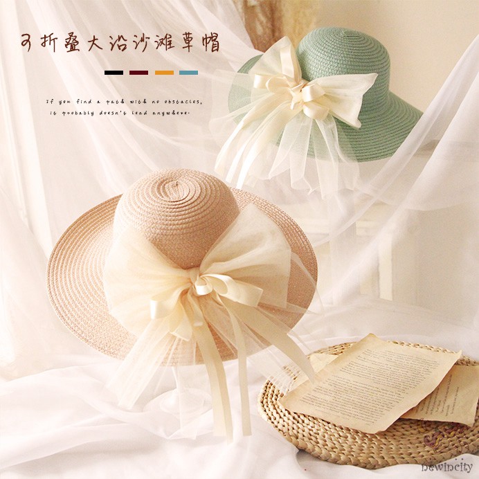 Mũ Cói Đính Nơ Phong Cách Hàn Quốc Xinh Xắn Cho Bé