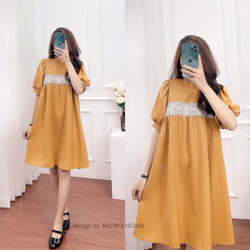 [BIG SALE] 🔥 Váy suông thiết kế, ngực phối ren, đầm xuông rộng freesize, 3 màu mã V193 - Michi's House