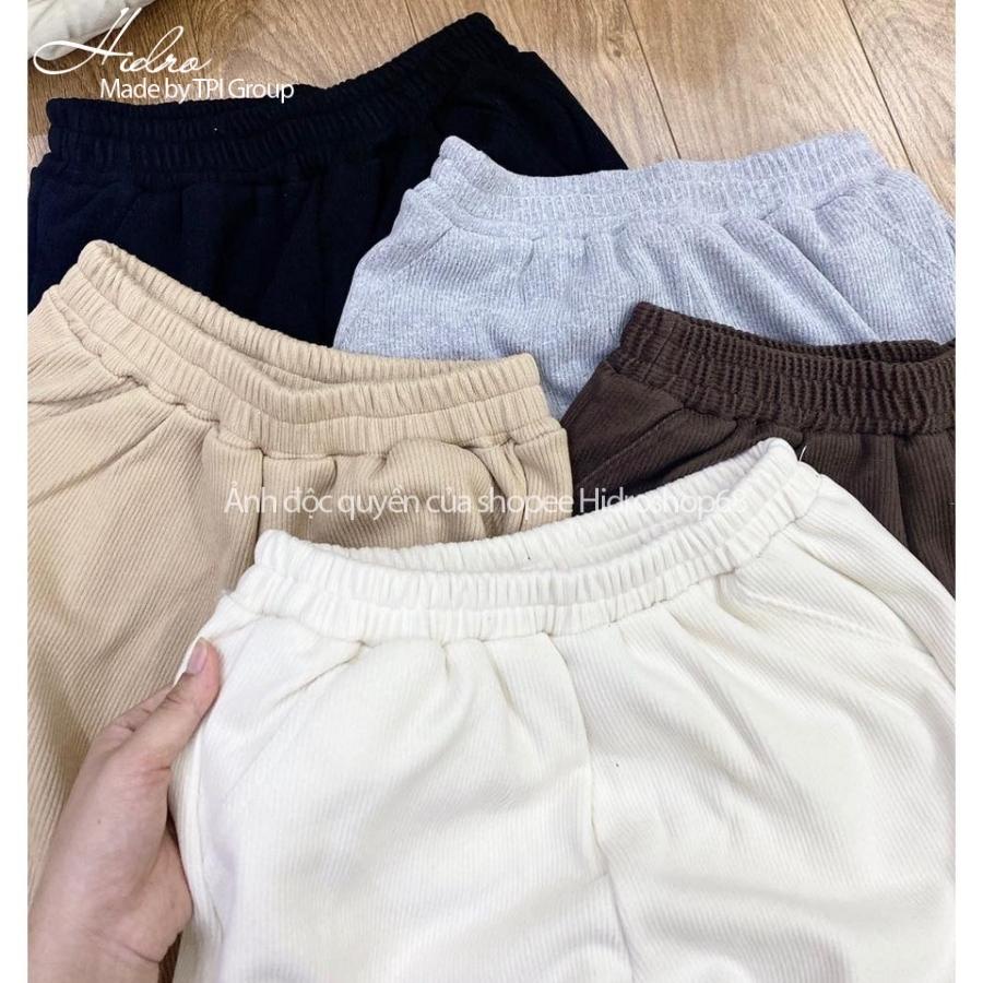 Quần Jogger Nỉ Tăm Bo Gấu Cạp Cao Chất Dày Dặn Năng Động Cá Tính