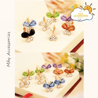 Bông tai nụ hình cánh bướm đính đá nhiều màu [Mây Collection - Mùa hè rực rỡ] (đỏ) Mây Accessories