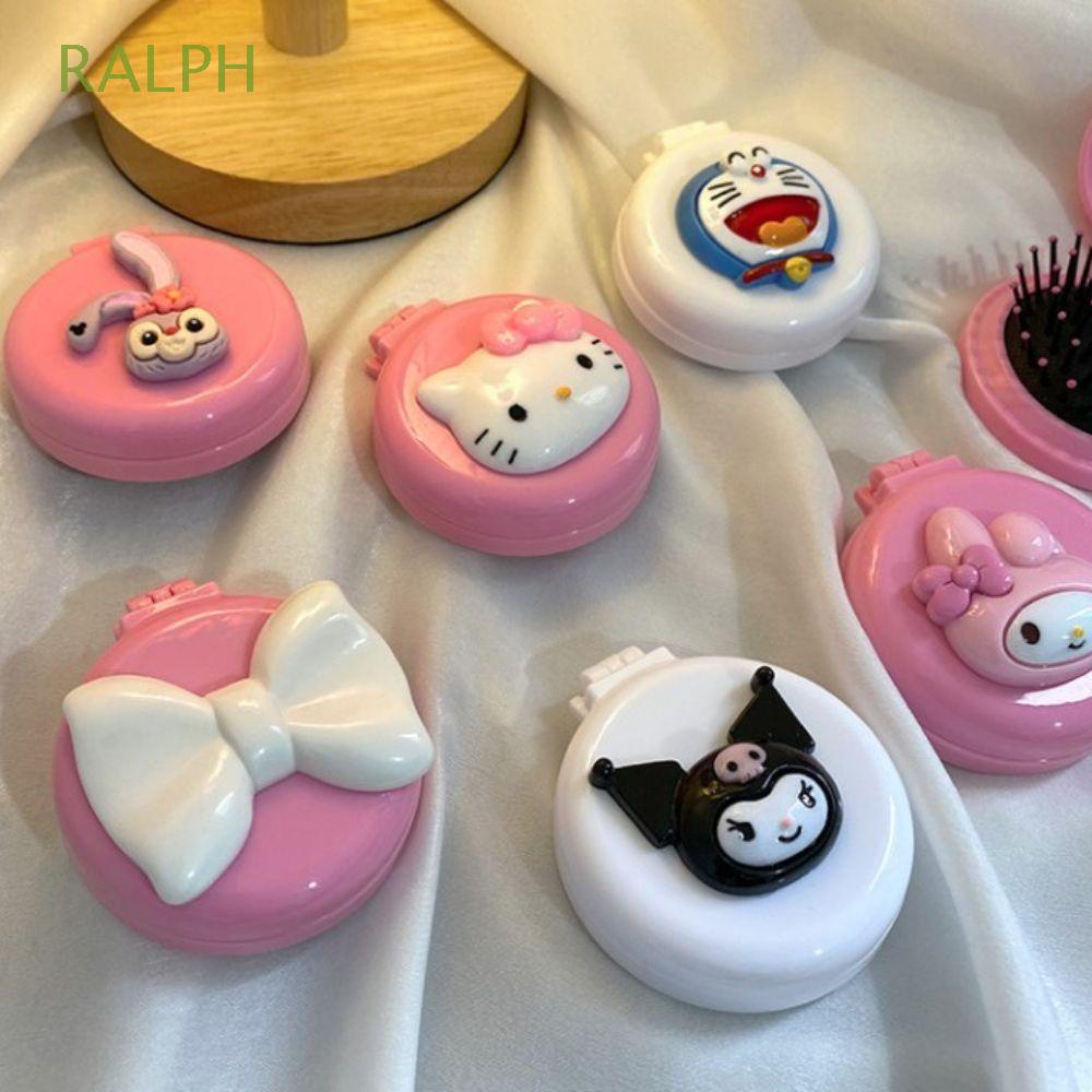 Lược Chải Tóc Dạng Gập Tích Hợp Gương Hình Chú Gấu / Mèo KT Dễ Thương