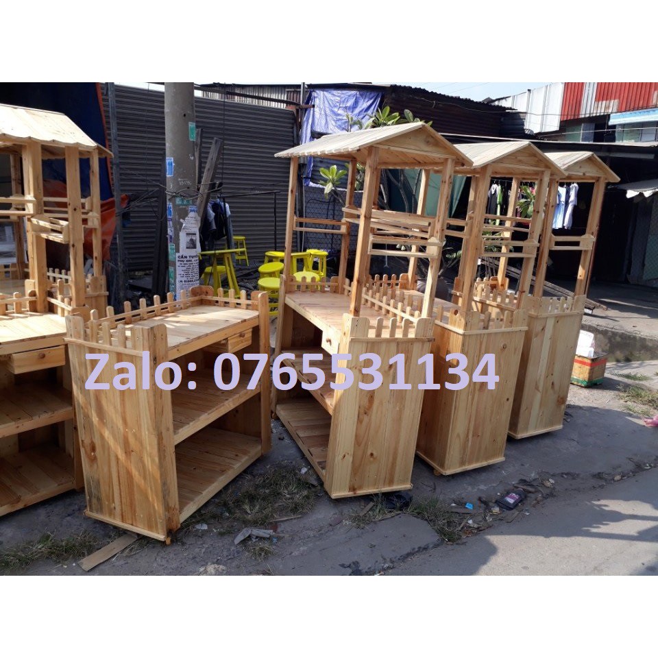 Xe gỗ bán trà sữa giá rẻ tại xưởng