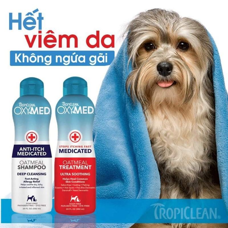 Sữa tắm viêm da, nấm da cho chó mèo OxyMed Anti-Itch Medicated Oatmeal Shampoo TROPICLEAN