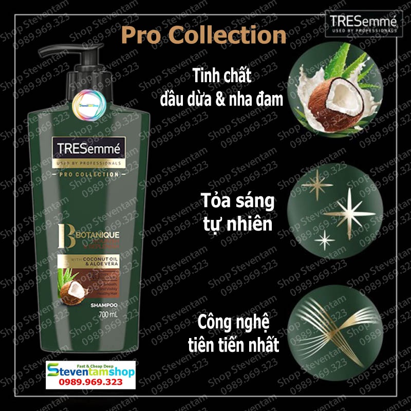Bộ dầu gội Tresemme Pro Collection màu xanh 700ml