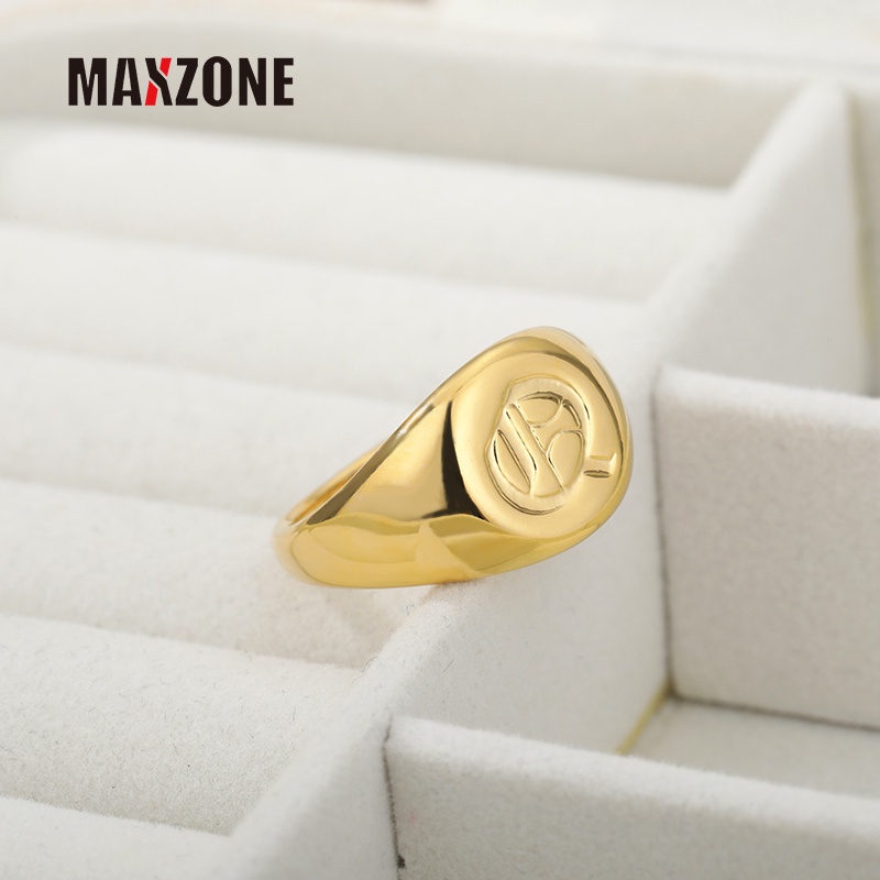 Nhẫn Khắc Chữ Cái A-Z Màu Vàng Kim Bằng Thép Không Gỉ 2022 Cho Nam Nữ