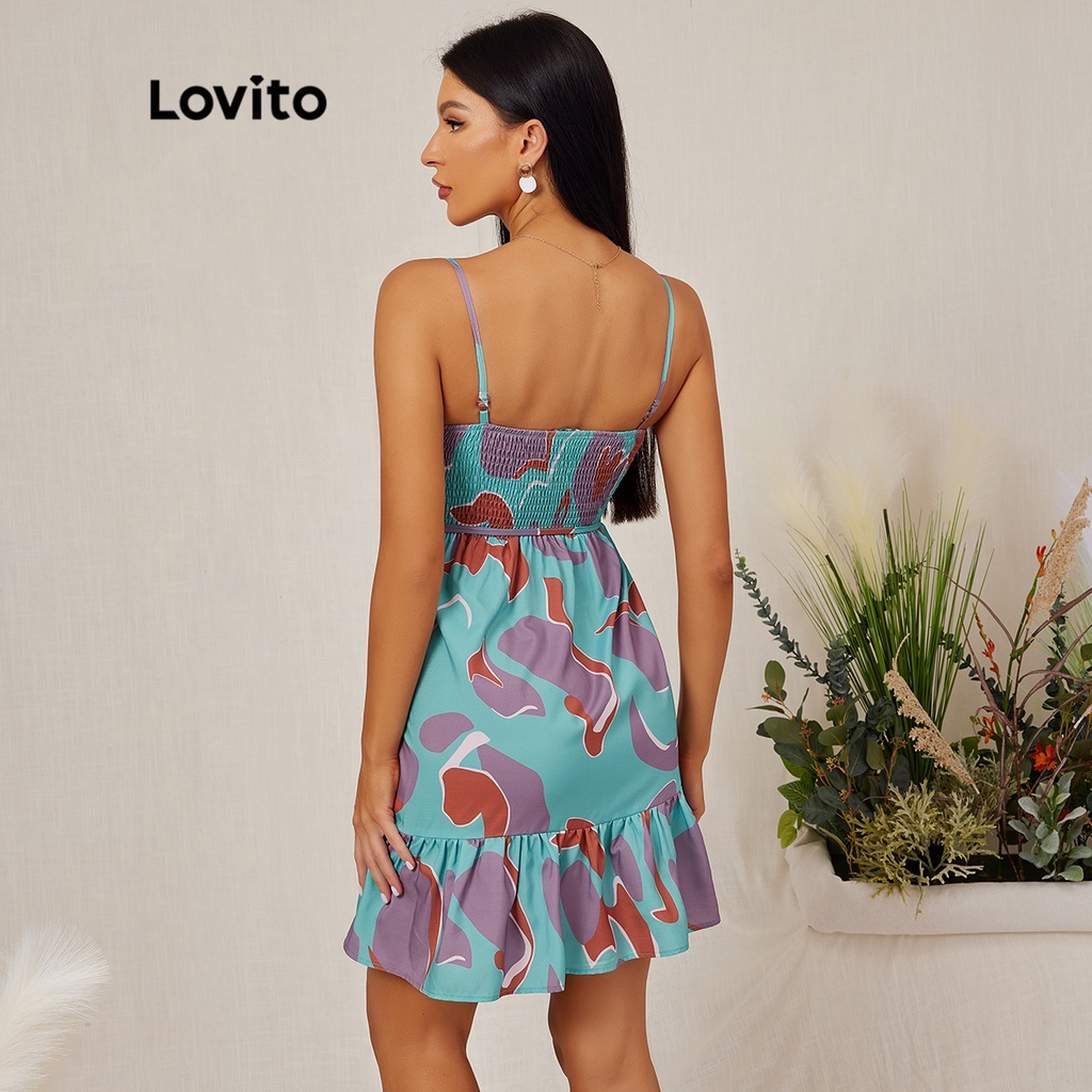 Đầm Lovito ghép nối hai dây mảnh kiểu đuôi cá phong cách thường ngày thời trang mùa hè L18D016 (Màu xanh lá cây)