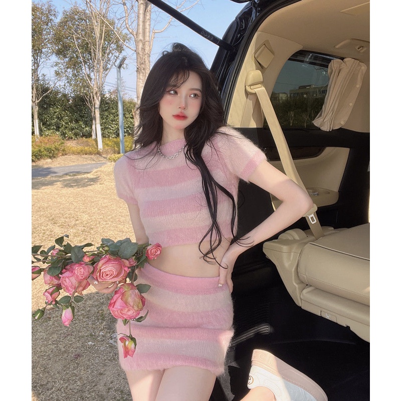 Mới Chân Váy Ngắn Lưng Cao Họa Tiết Kẻ Sọc Quyến Rũ Thời Trang Cho Nữ