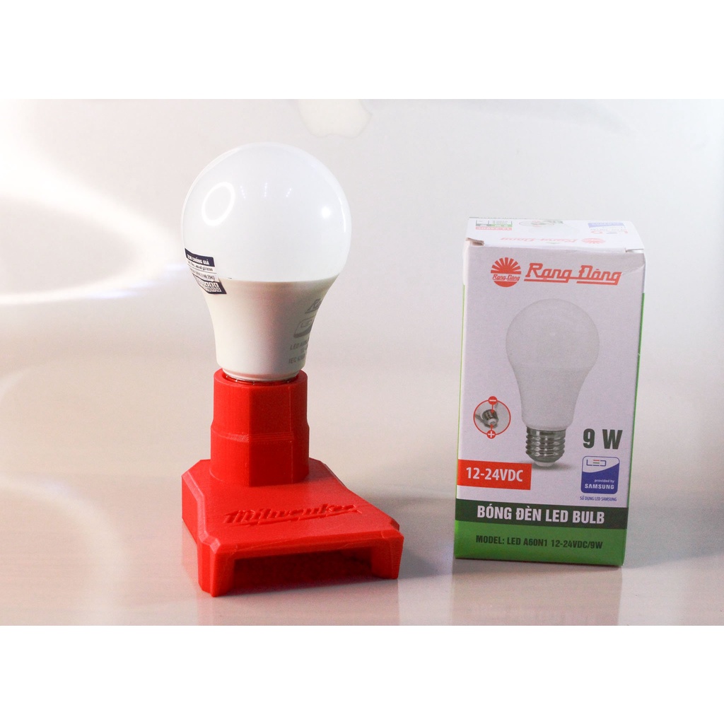 Đế Đèn Led Pin Milwaukee 18V - Ngàm Đế Đèn Led Thắp Sáng Chân Pin Máy Milwuakee 18V